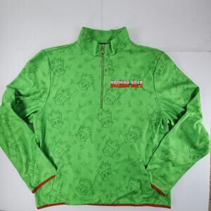 Hunter x Hunter Nothing Gold Anime Print Green Zip Up Jacket Hoodie Size XL